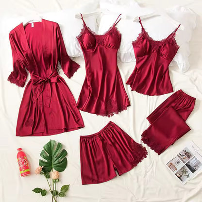 Bridal 5 Piece Silk Pj Set
