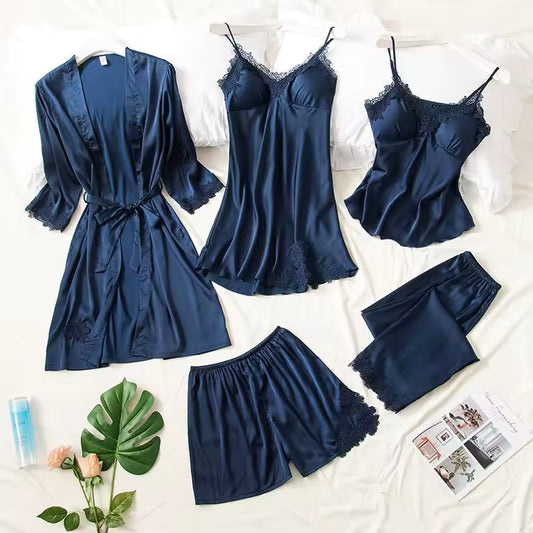 Bridal 5 Piece Silk Pj Set