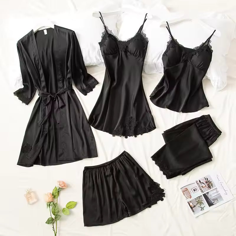 Bridal 5 Piece Silk Pj Set