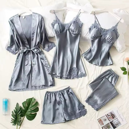 Bridal 5 Piece Silk Pj Set