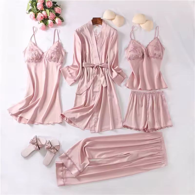 Bridal 5 Piece Silk Pj Set