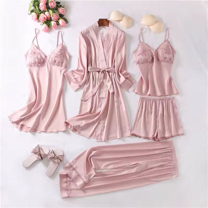 Bridal 5 Piece Silk Pj Set