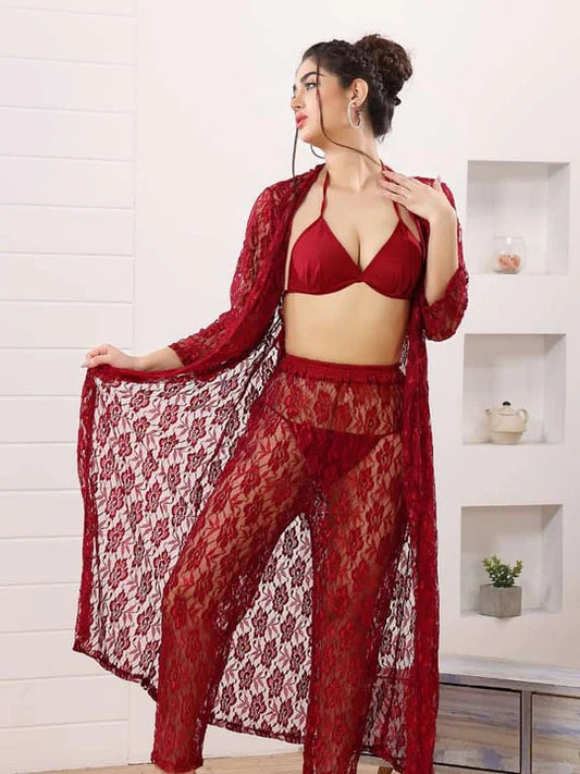 4 Piece Net Nighty Set