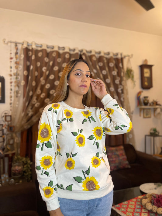 Winter Sunflowers Printed Sweatshirt