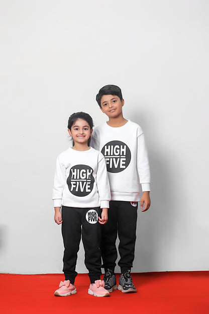 White High Five Printed Kids Winter Suit (Each)