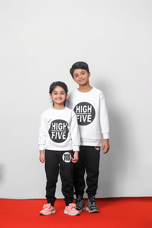 White High Five Printed Kids Winter Suit (Each)