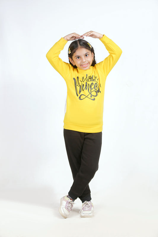Yellow Little Princess Printed Kids Winter Suit (Each)