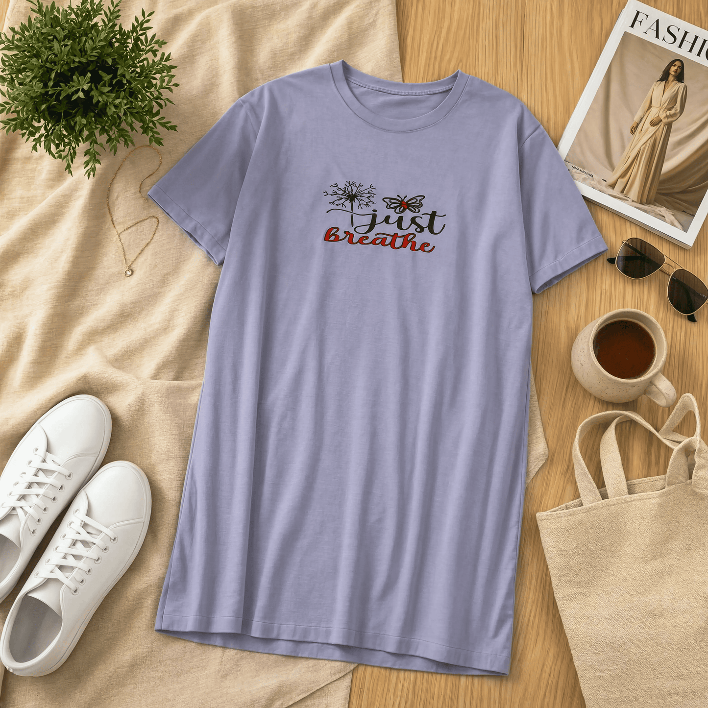 Love More Printed Blue Long T Shirt