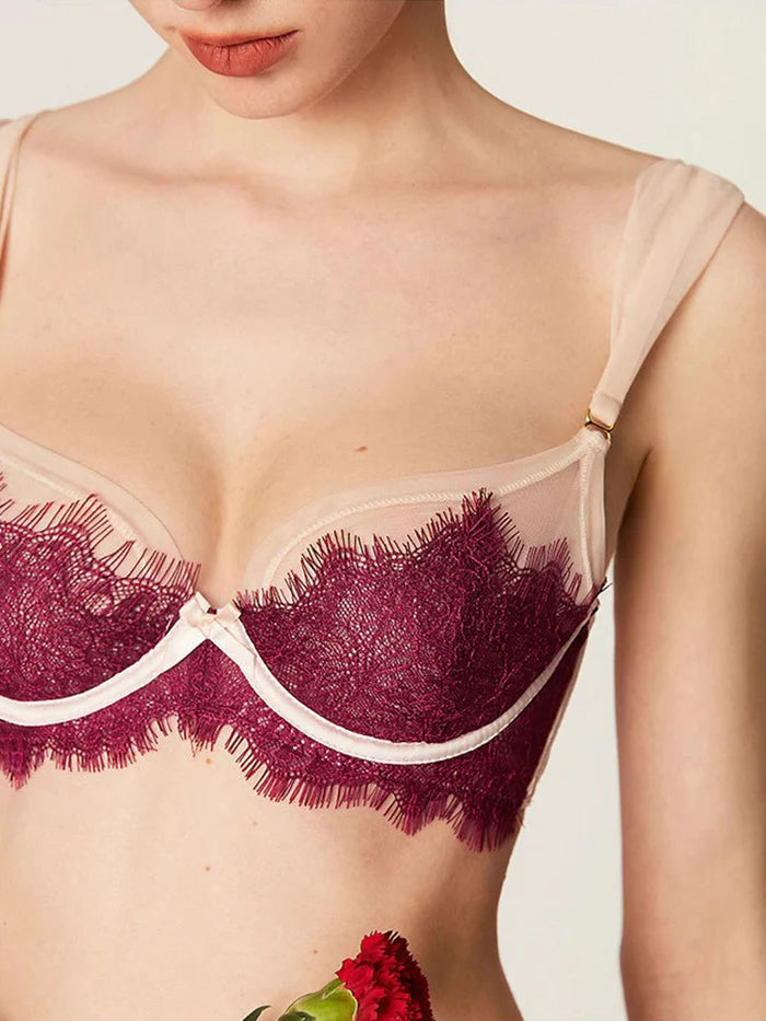 Upper Lace Net Bra Set