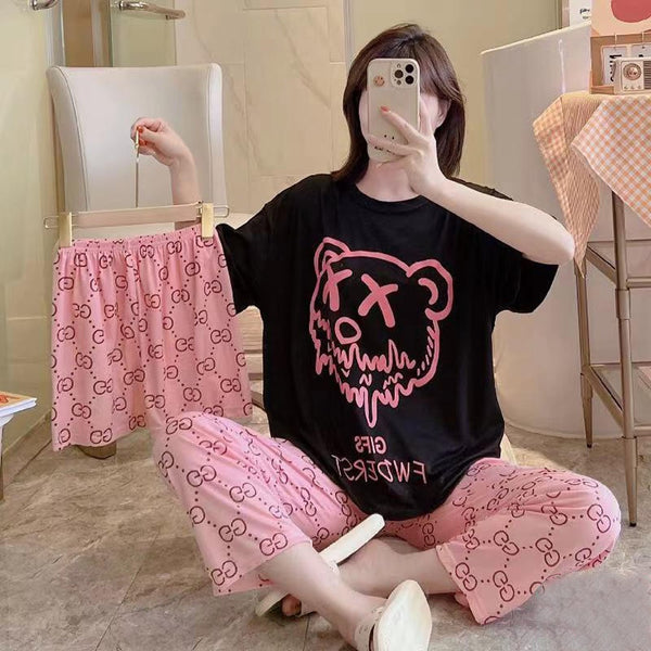3 Piece Black Teddy Nightwear