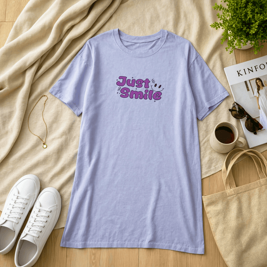 Love More Printed Blue Long T Shirt