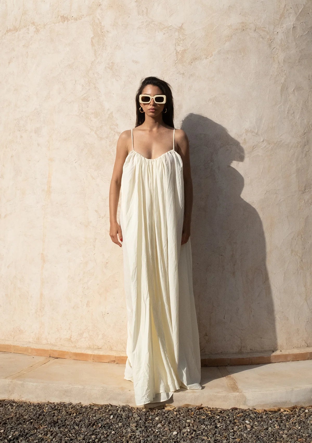 Gathered Maxi Dress With Spaghetti Straps
