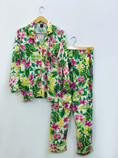 Imported Linen Printed Multi Flower PJ Set-LP14
