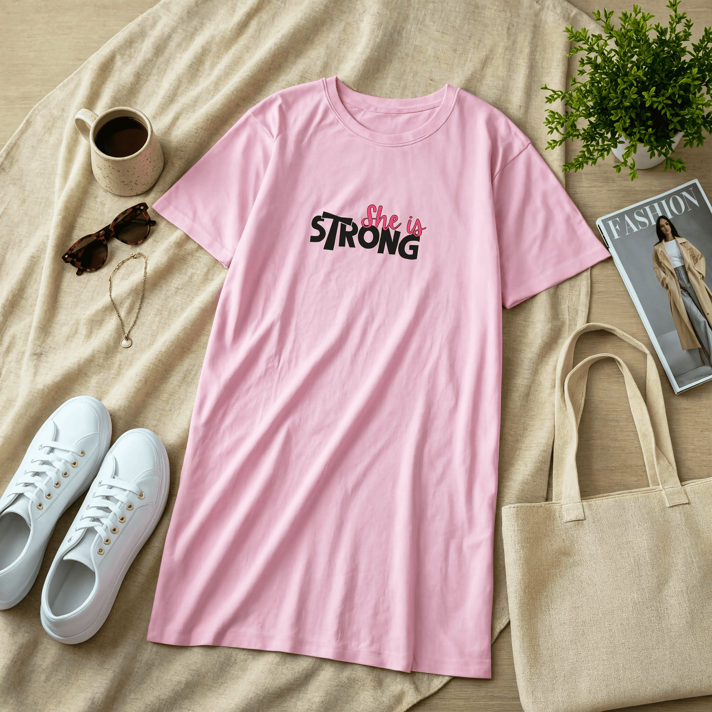 Love Forever Printed Pink Long T Shirt