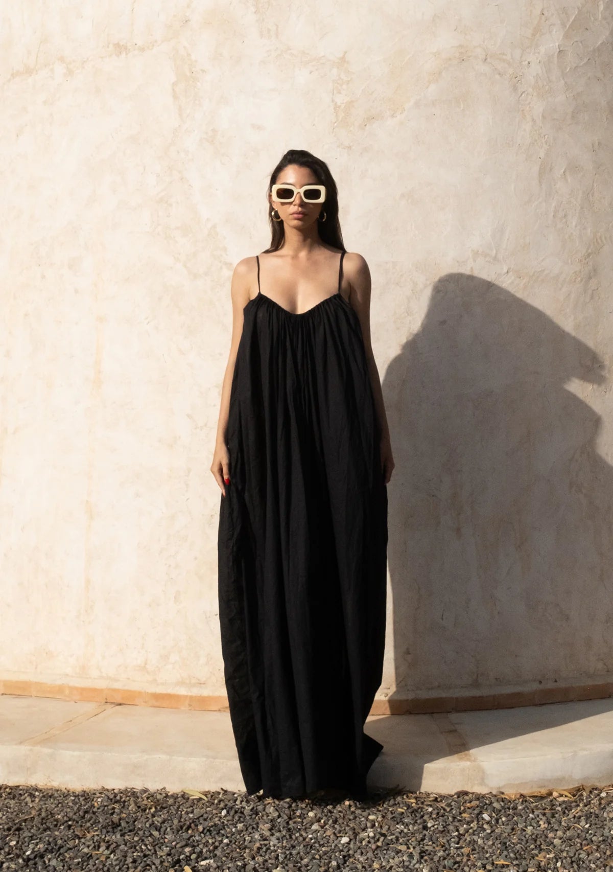 Gathered Maxi Dress With Spaghetti Straps