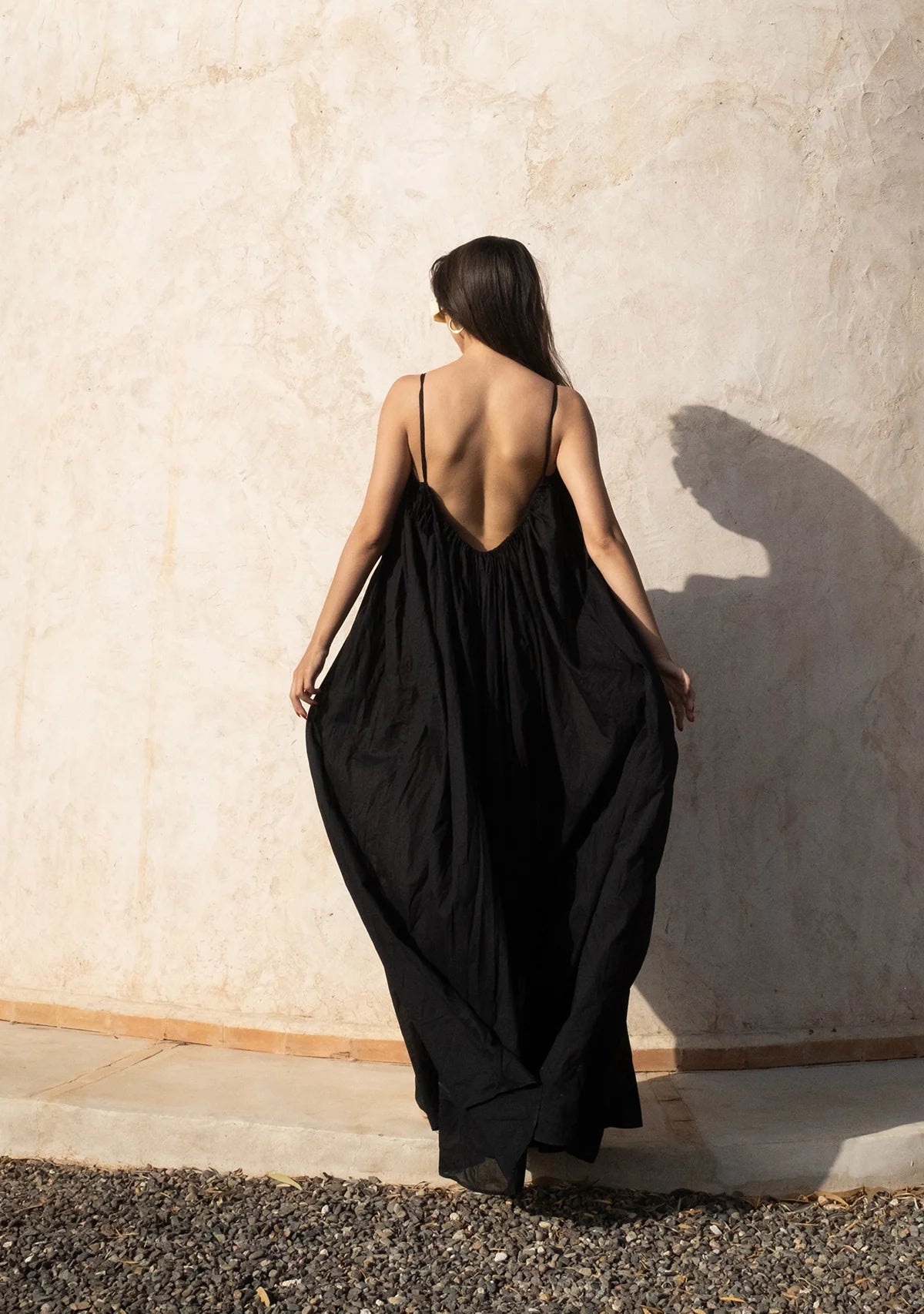 Gathered Maxi Dress With Spaghetti Straps