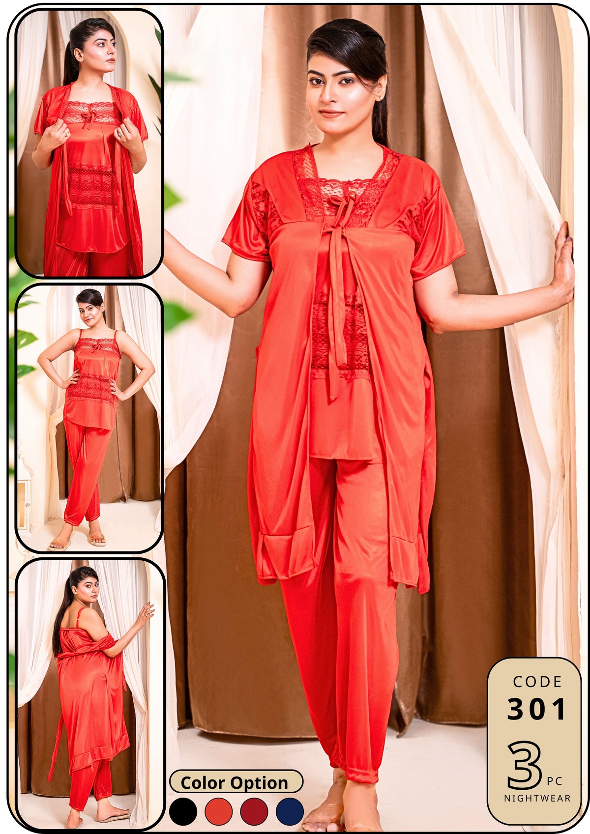 3 Piece with Gown Nighty