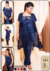 3 Piece with Gown Nighty 3