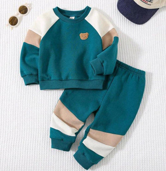 Green Teddy Printed Kids Winter Suit (Each)