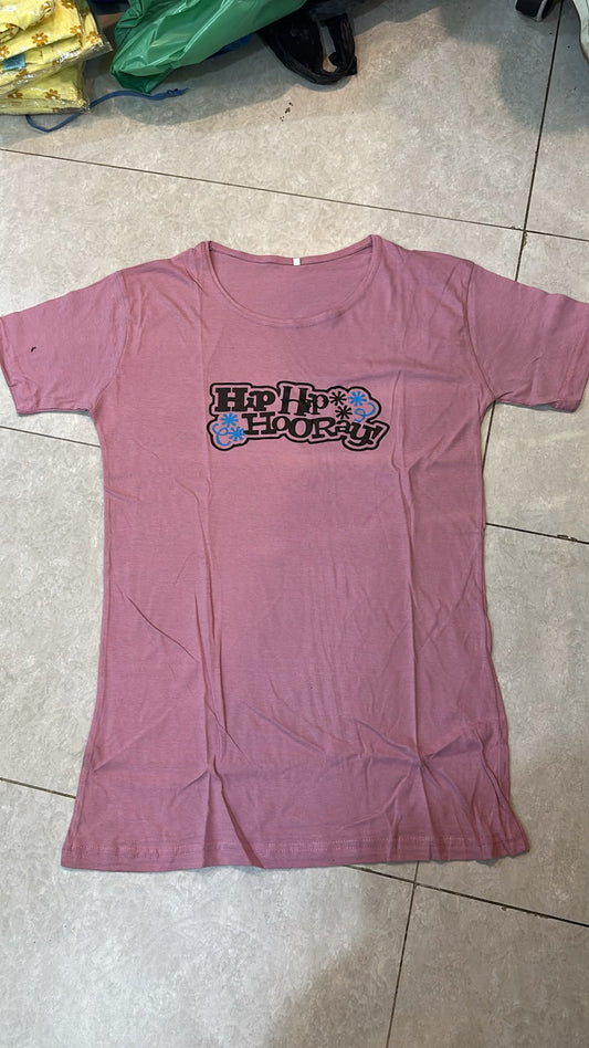 Hooray Printed Grey Long T Shirt