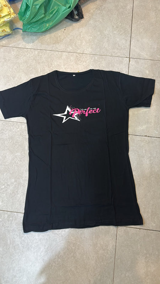 Perfect Printed Black Long T Shirt