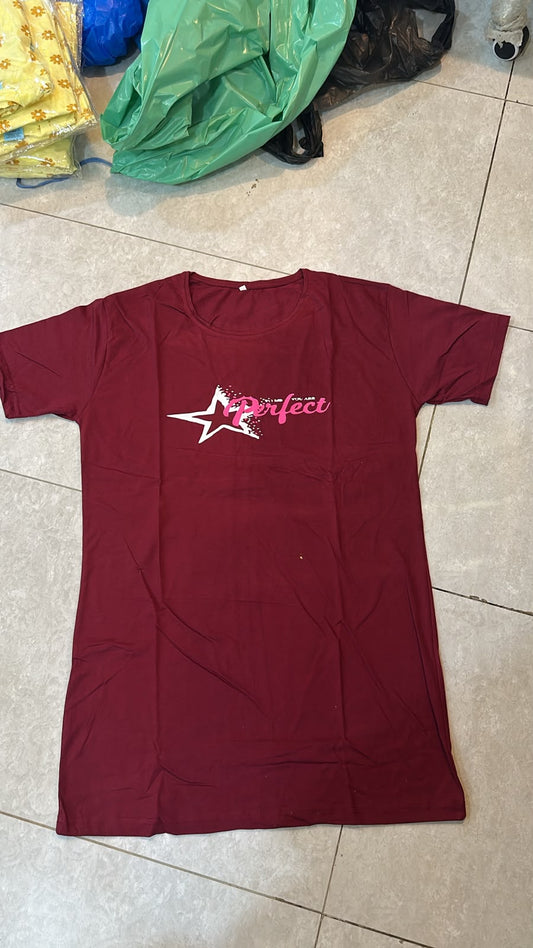 Life Moments Printed Maroon Long T Shirt