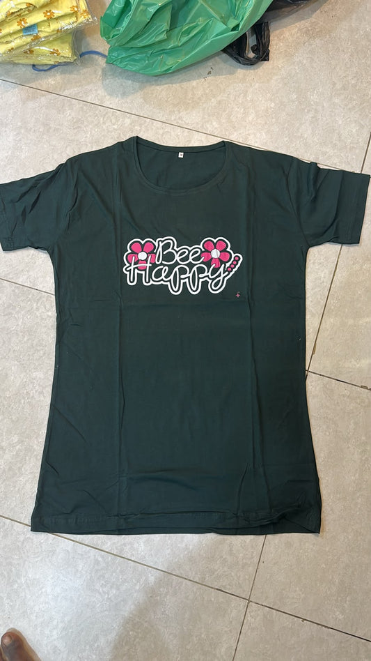 Party Printed Black Long T Shirt