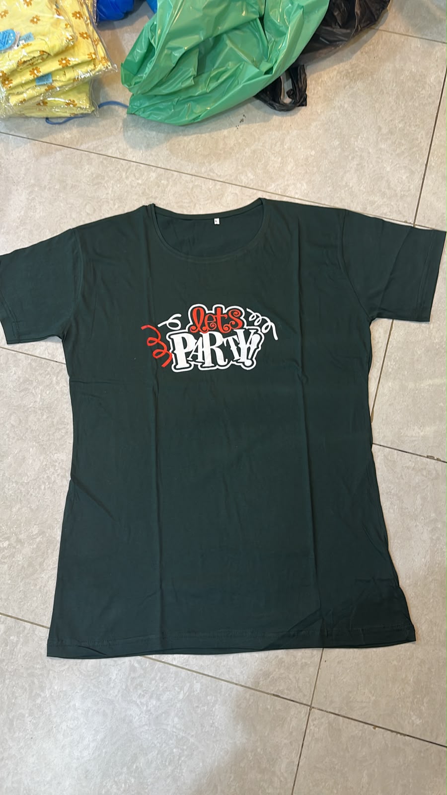 Party Printed Black Long T Shirt