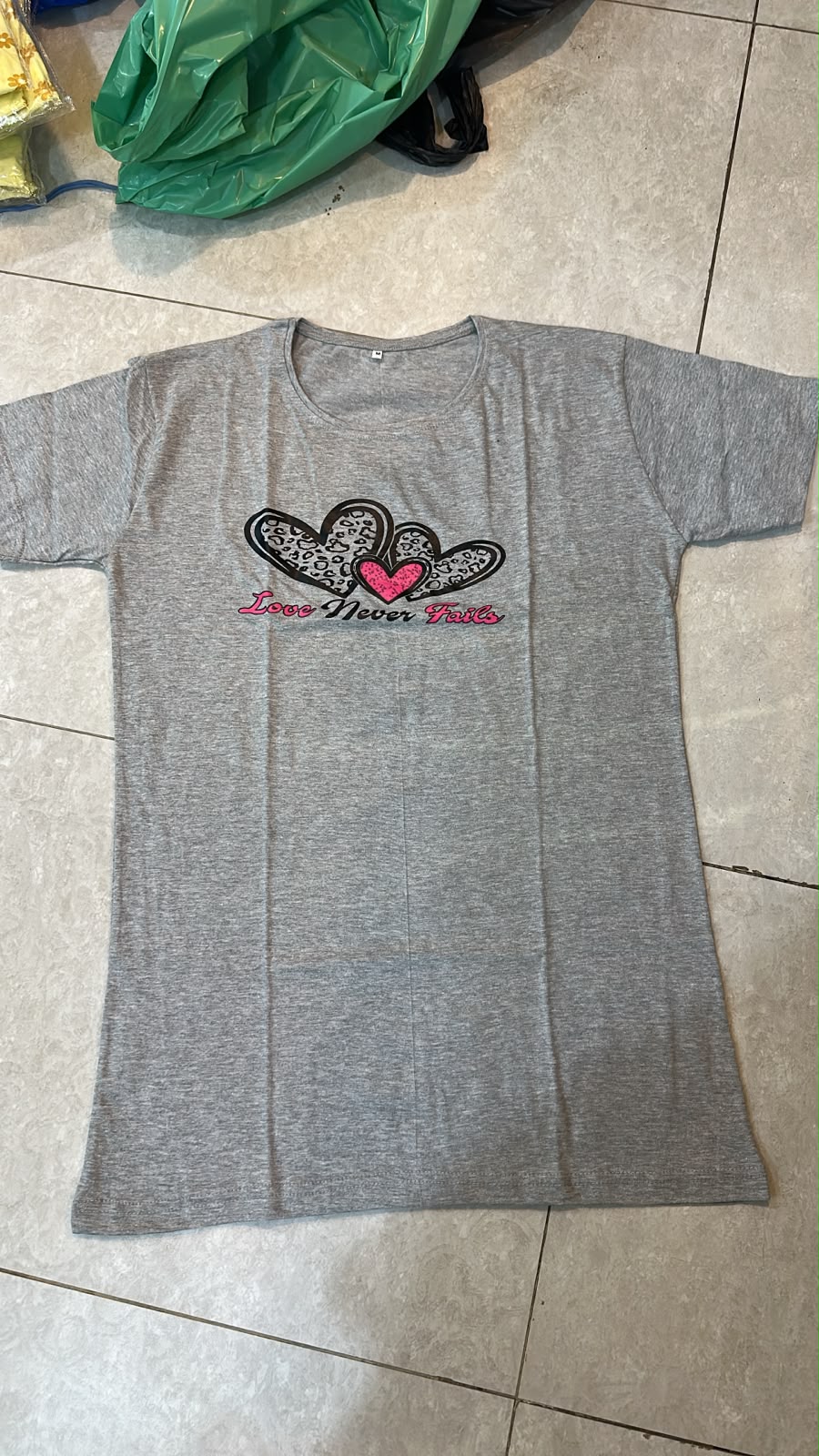 Love Flower Printed Grey Long T Shirt