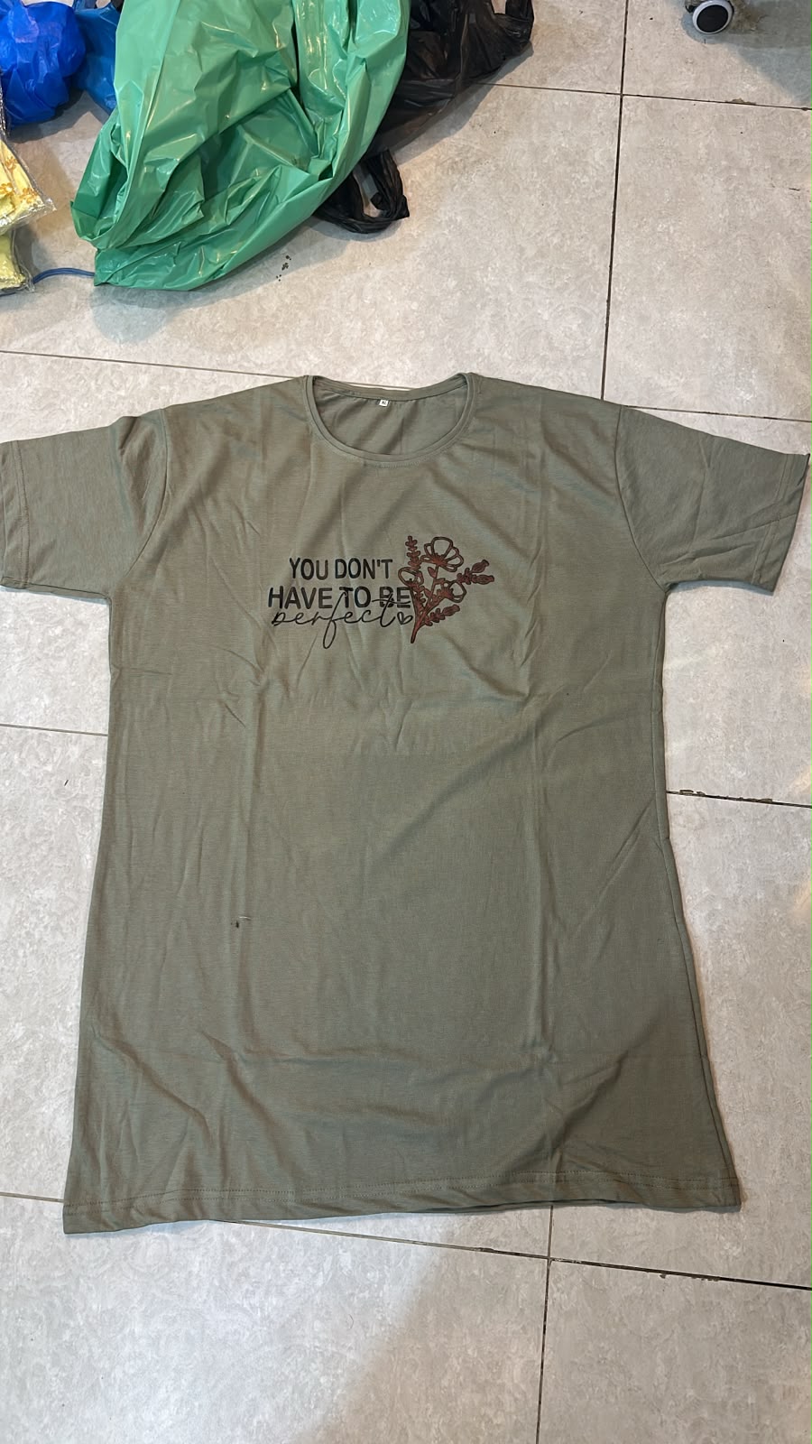 Good Day Printed Green Long T Shirt