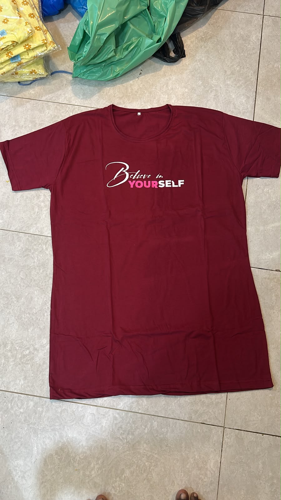 So Cute Printed Maroon Long T Shirt