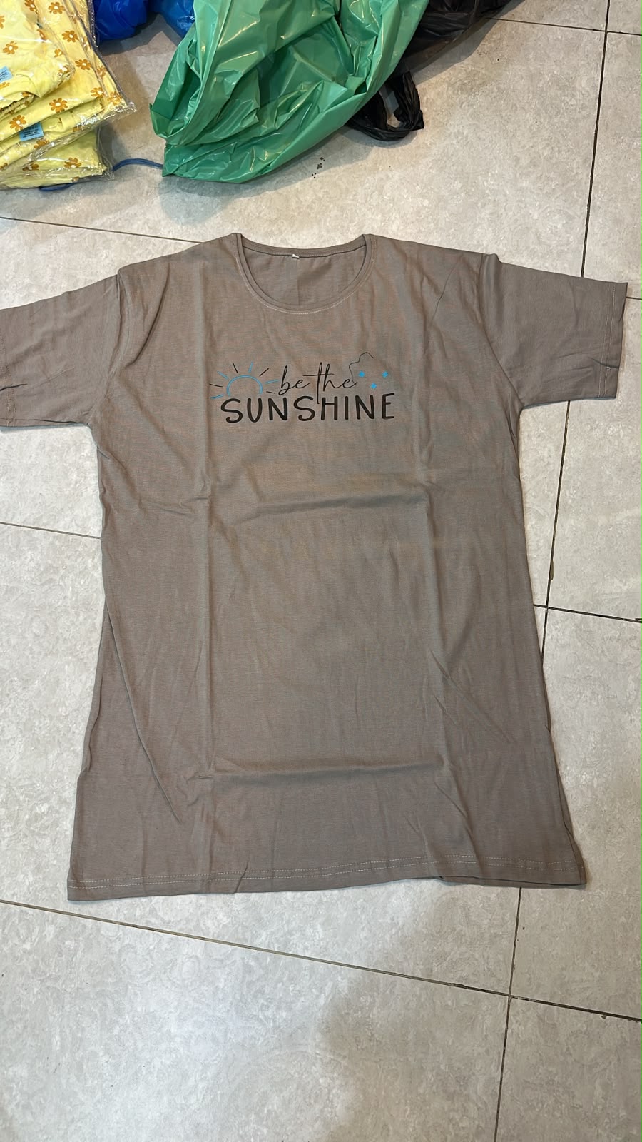 Flower Vibes Printed Grey Long T Shirt
