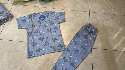 Sky Blue Panda Full Sleeve Kids Suit