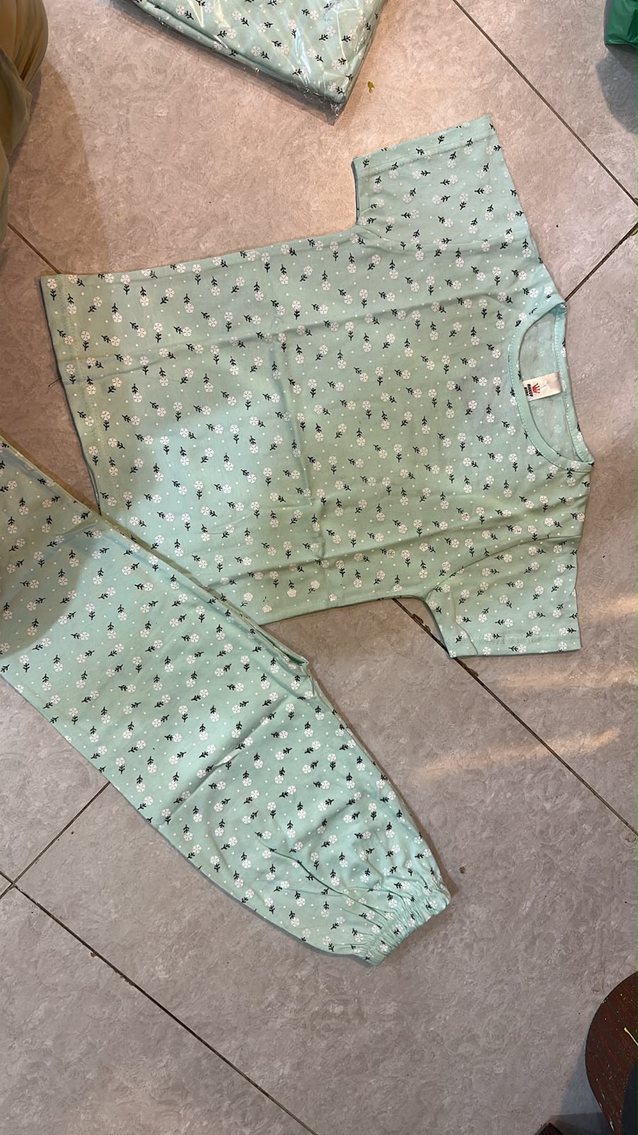 Green Flower Half Sleeve Kids Suit
