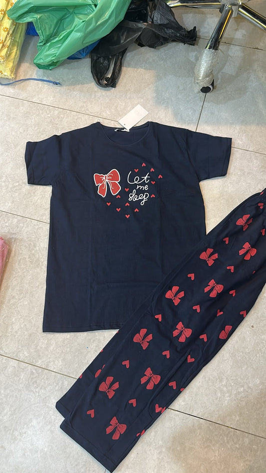Purple Let Me Sleep Printed Night Suit