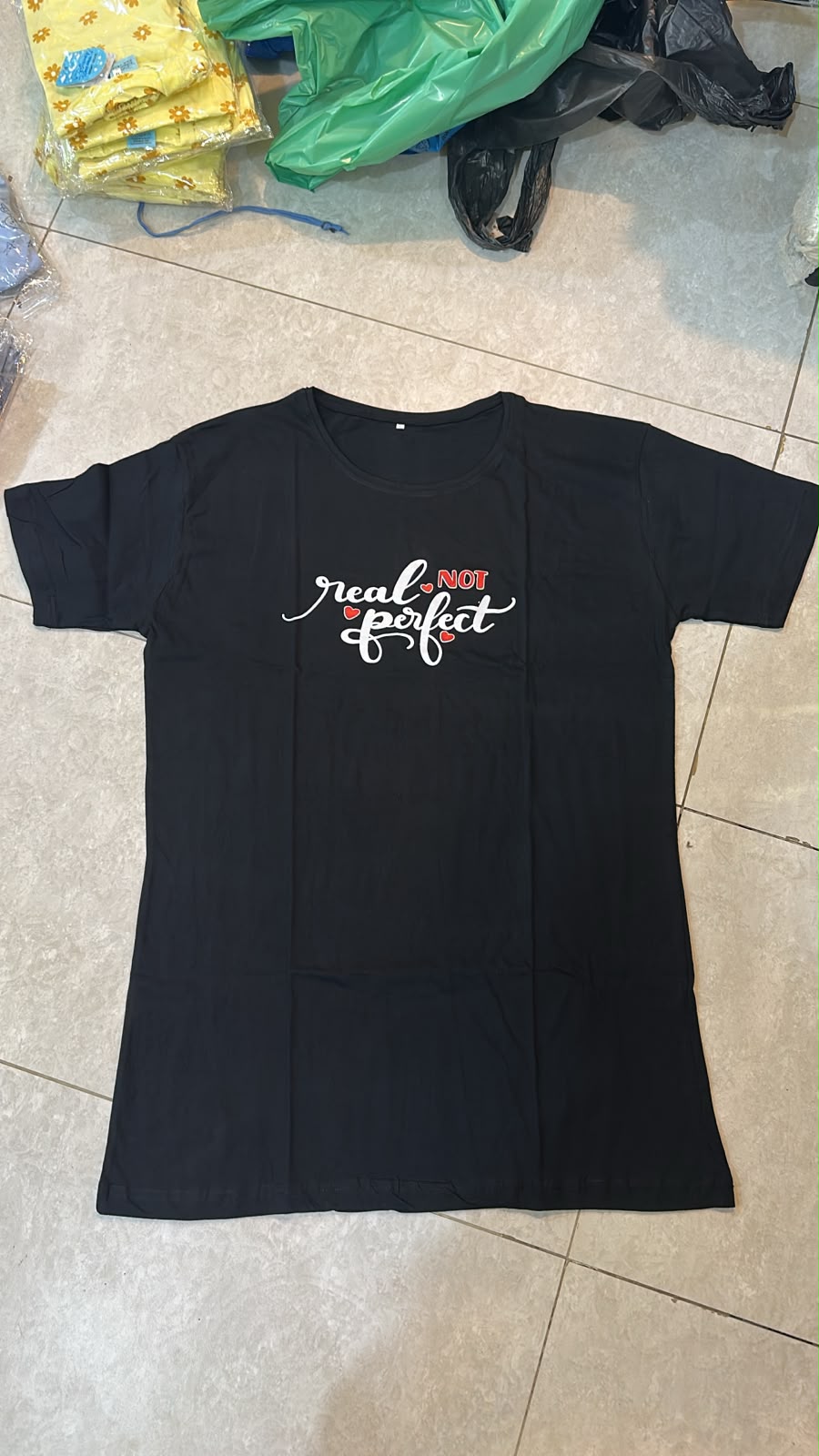 Love Yourself Printed Black Long T Shirt