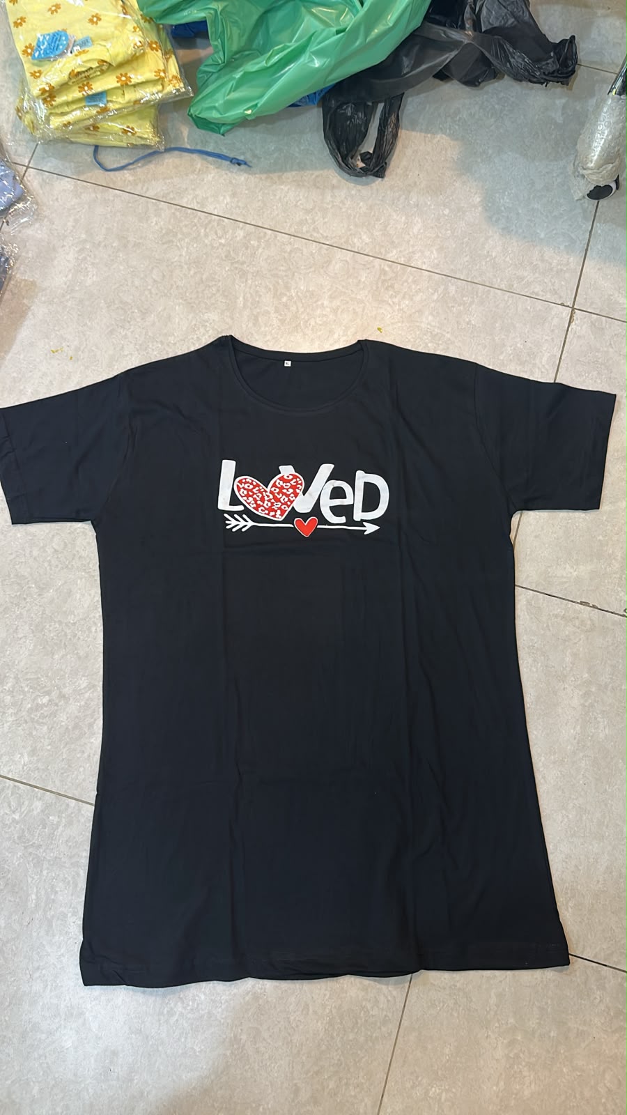 Love Yourself Printed Black Long T Shirt