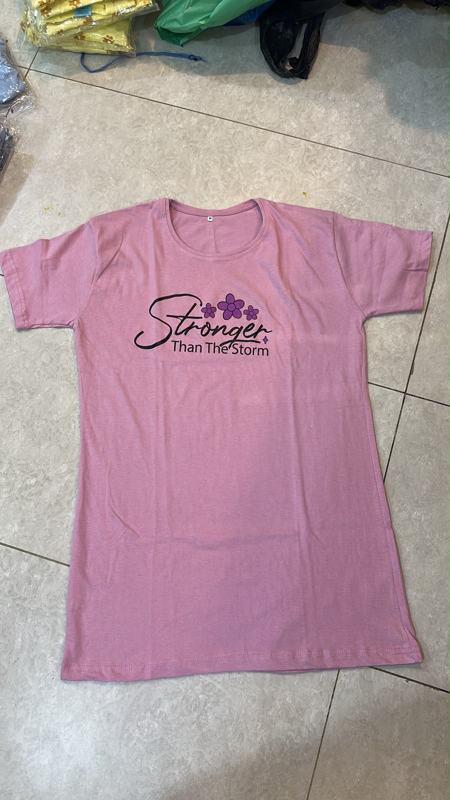 Stronger Storm Printed Pink Long T Shirt