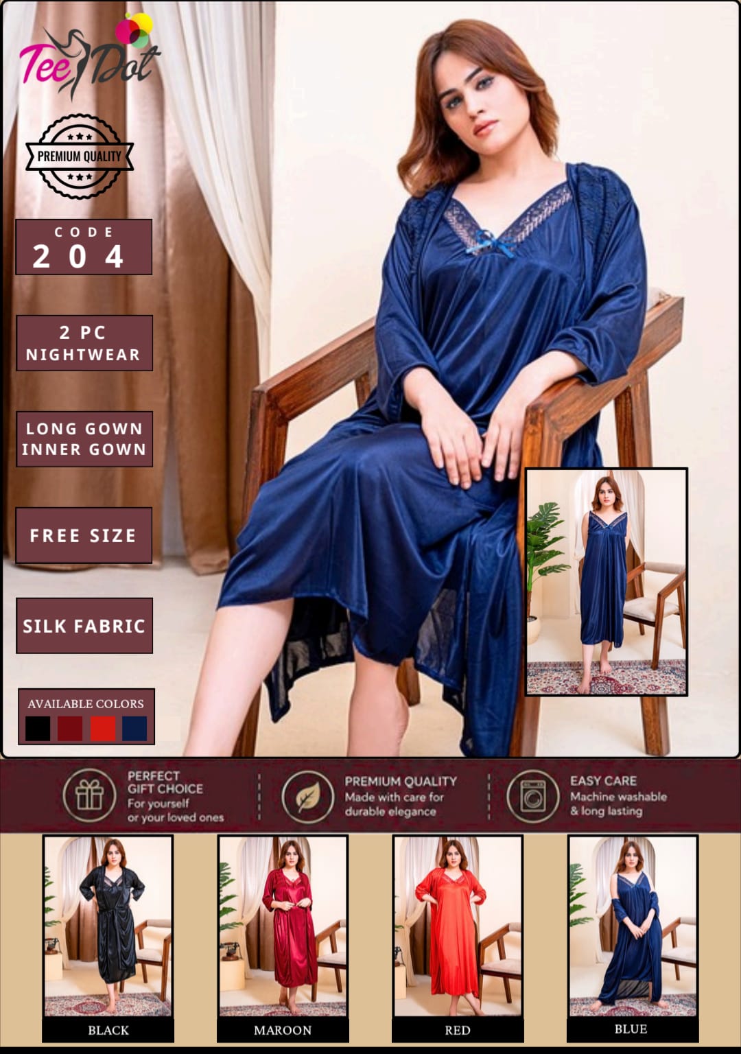 2 Piece Dreamy Gown Nighty