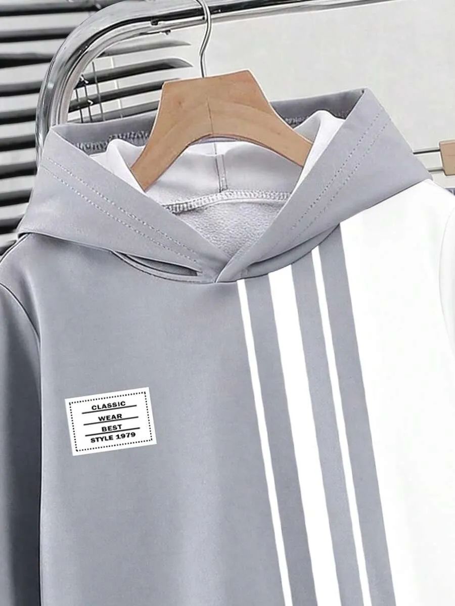 Grey Linear Printed Kids Winter Suit (7-14 Years)