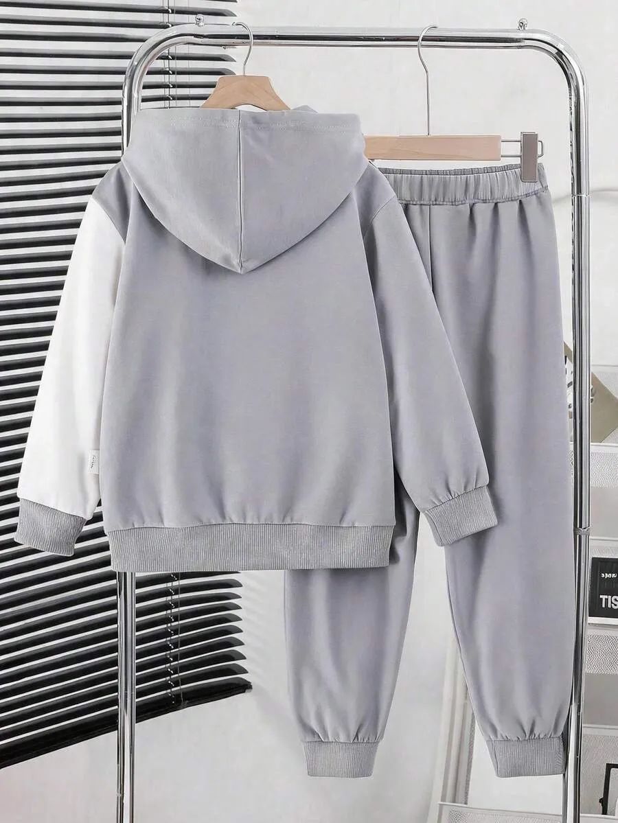 Grey Linear Printed Kids Winter Suit (7-14 Years)
