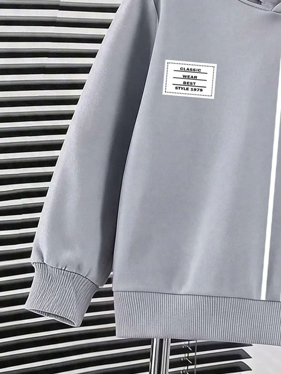 Grey Linear Printed Kids Winter Suit (7-14 Years)