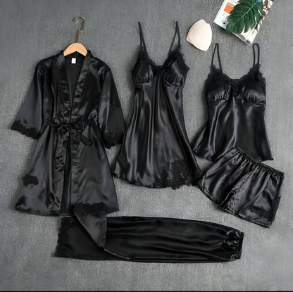 Bridal 5 Piece Silk Pj Set