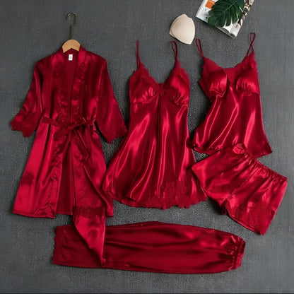 Bridal 5 Piece Silk Pj Set