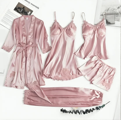 Bridal 5 Piece Silk Pj Set