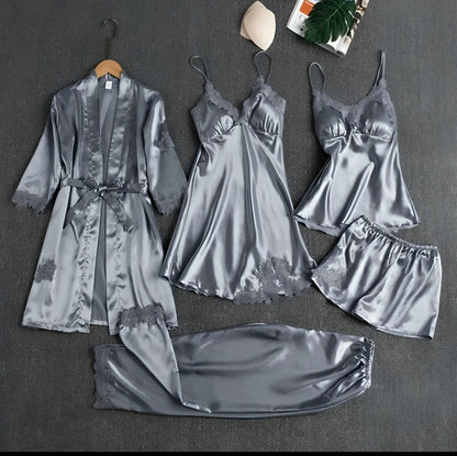 Bridal 5 Piece Silk Pj Set