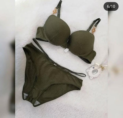 Ring Buckle Soft Padded Bra Set