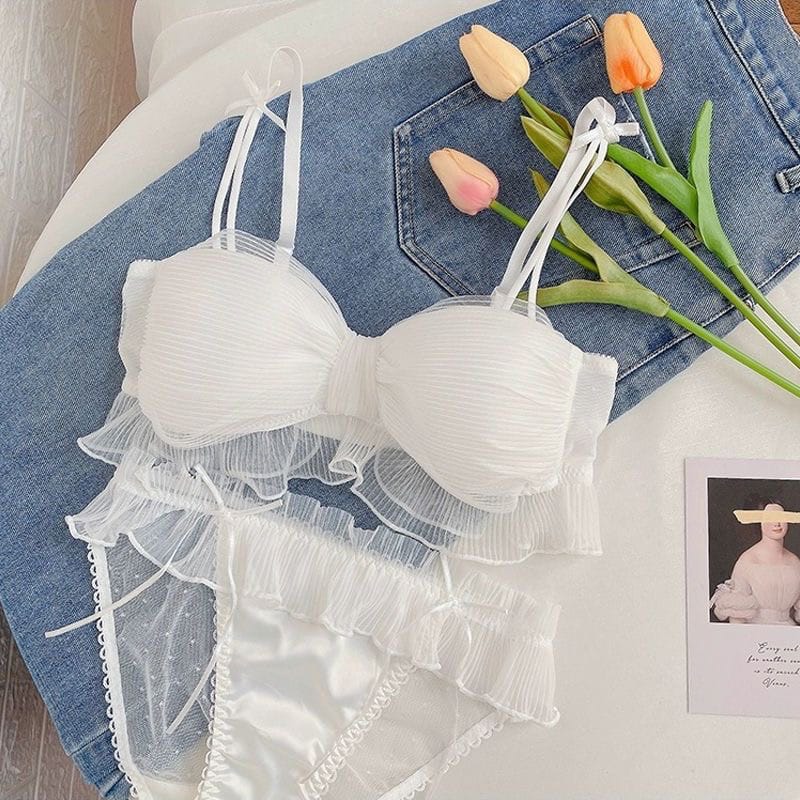 Ribbon Butterfly Style Padded Bra Set
