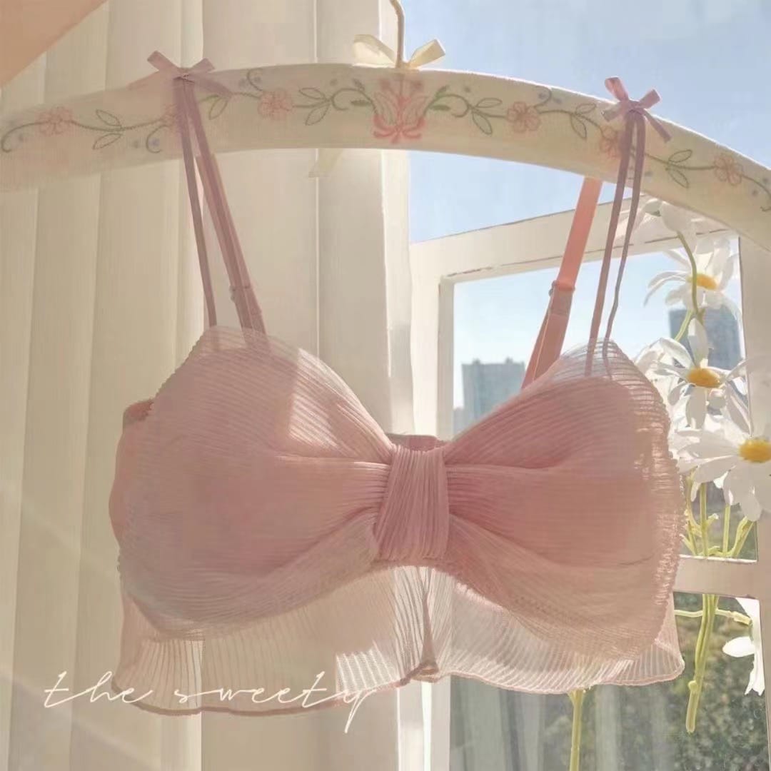 Ribbon Butterfly Style Padded Bra Set