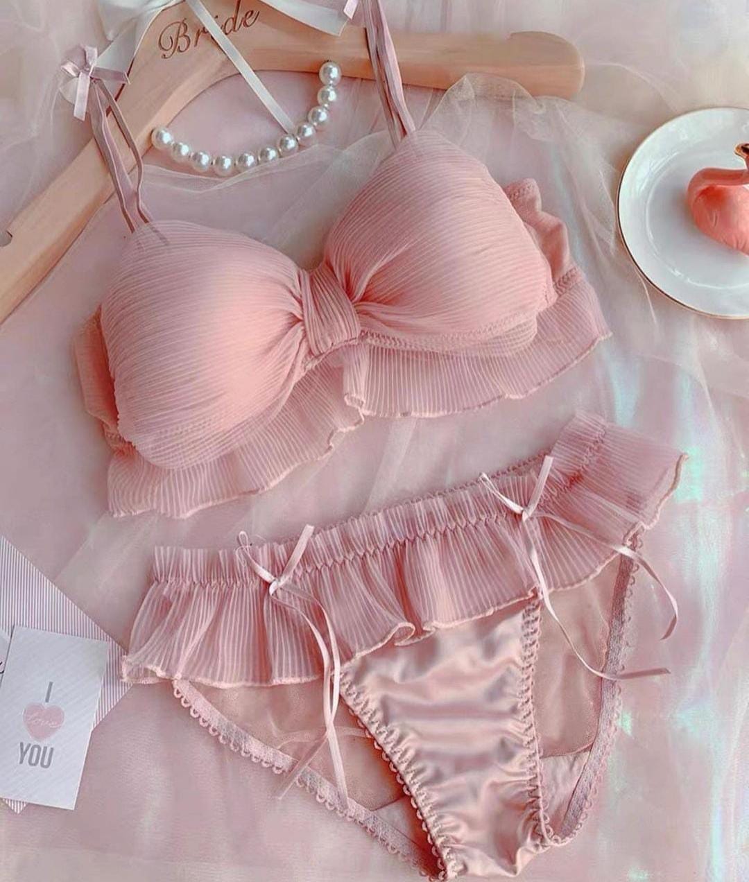 Ribbon Butterfly Style Padded Bra Set
